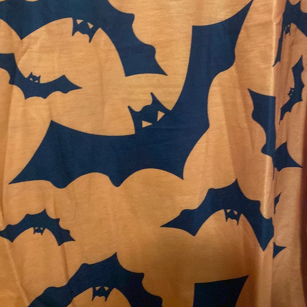 Plus Size Halloween Orange Long Sleeve Shirt with Bats - Picture 8 of 9